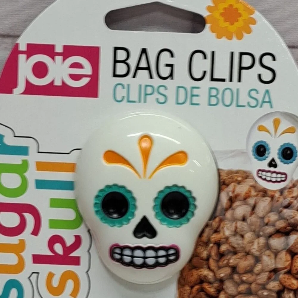 Sugar Skull Joie Bag Clips,‎ 2 Pack Lot (4 Clips)